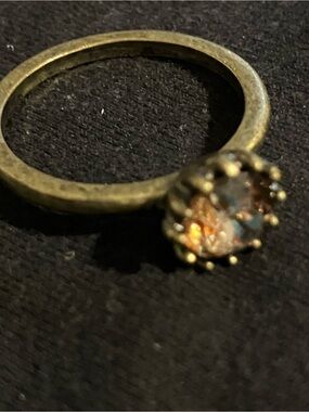 Gold-Tone Crystal Solitaire Ring - Size 12.5